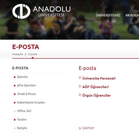 anadolu üniversitesi web mail